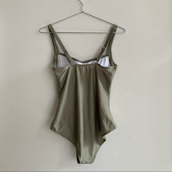 Beach Party Sage Green Ruched One Piece Swimsuit - Picture 2 of 3